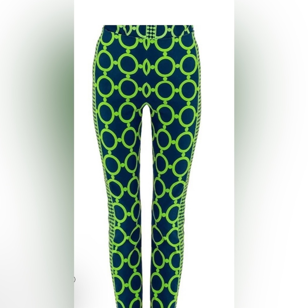 NWT Gretchen Scott Gripeless Pull On Ankle Pant in Navy/Kelly Green